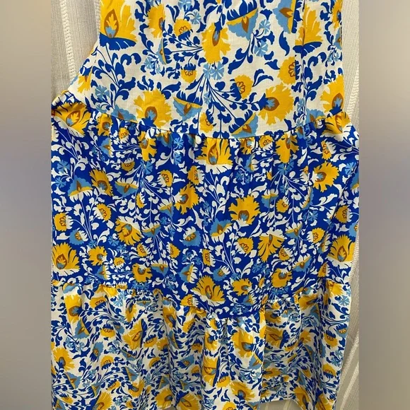 NWT Blue‎ Yellow Floral Sleeveless Halter Sundress Maxi Adjustable 3X (22/24) - Picture 3 of 16